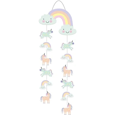 Imagen de Folat Decoración colgante Unicorns &amp; Rainbows 30x85 cm, multicolor (68297)