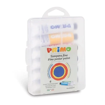Imagen de PRIMO Témperas para Niños +3 Años, 6 Tubos de 18 ml, Colores Diluibles con Agua, a Témpera Finos, Densos y Cubrientes Tela, Papel, Vidrio Manualidades Hobbies