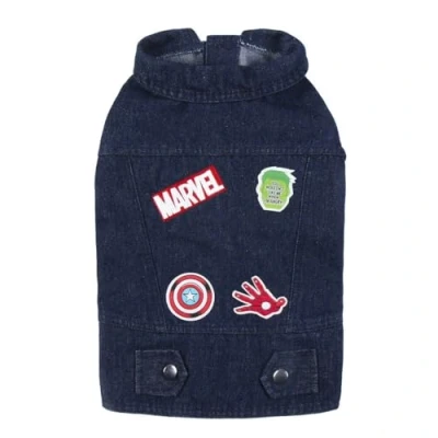 Imagen de Cerdá For Fan Pets Chaqueta para Perros de Tela Vaquera Fabricada en Algodón al 65% y Poliéster 35% Ajuste Velcro Estampada con Sus Motivos Favoritos Marvel Licencia Oficial