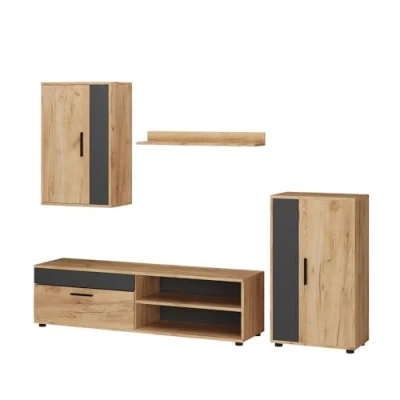 Imagen de Vicco Mueble Alto Berno, Roble Dorado/Antracita, Juego de 4