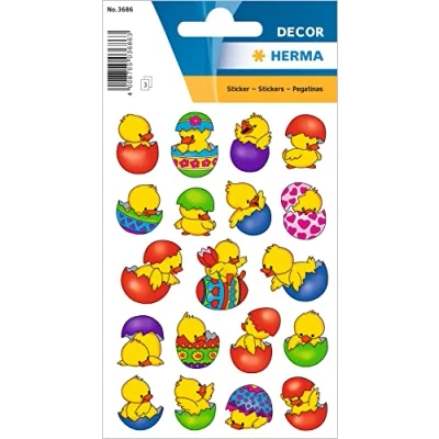 Imagen de HERMA 3686 pegatinas de Pascua &quot;Pollito en huevo&quot; autoadhesivas para decoración Pascua, manualidades o como regalo, 57