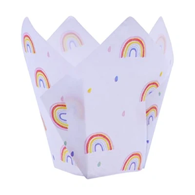 Imagen de 24 Cápsulas de Papel para Cupcakes PME en forma tulipán, Arcoiris