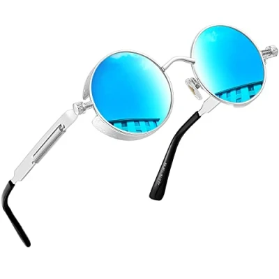 Imagen de Joopin Polarizadas Redondas Espejo Azul Gafas de Sol Steampunk Retro Círculo para Hombres y Mujeres Sunglasses Women Men