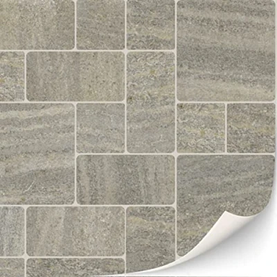 Imagen de 3 hojas autoadhesivas de suelo para casas muñecas, escala 1:12 (mosaico piedra natural)