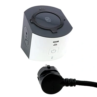 Imagen de LEGRAND Regleta multitoma y estación de Carga 2 Tomas Superficie con Tierra + 1 Cargador inducción Qi+ Conector USB C A Cable m Blanco Gris Oscuro