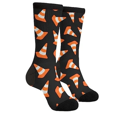 Imagen de EujGvboU calcetines divertidos para hombre, casuales de moda, Estampado cono tráfico, Talla única