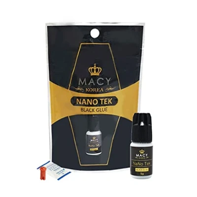 Imagen de MACY Nanotek Pegamento para pestañas (5 ml, color: negro), tiempo de secado rápido: 1 2 segundos, 6 7 semanas adherencia, extensiones profesionales,