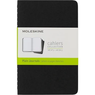 Imagen de Moleskine Set de 3 Cuadernos Plain Cahier, con Páginas Blancas, Bolsillo, Cubierta Negra