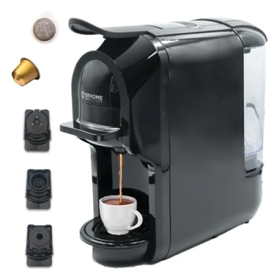 Imagen de BEHOME Cafetera de Cápsulas para Nespresso, Dolce Gusto, ESE Pods 19 Bars, tanque 600 ml 3 adaptatores café espreso italiano