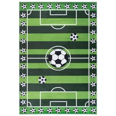 Imagen de Mazovia Alfombra Infantil Lavable Pelo Corto Esterillo Futbol Alfombras Blandas para dormitorios Bebe Antideslizante Verde 140 x 200 cm