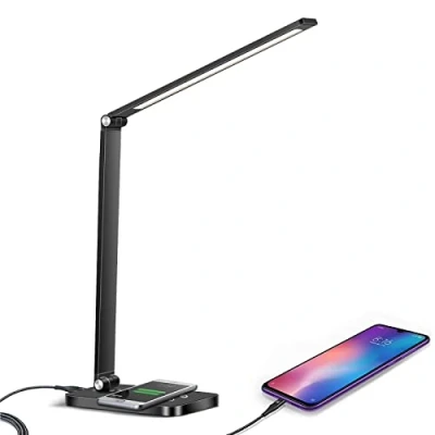 Imagen de KEPEAK lámpara de escritorio LED brillo ajustable, mesa control táctil LED, 5 niveles brillo, con ahorro energía(Negro)