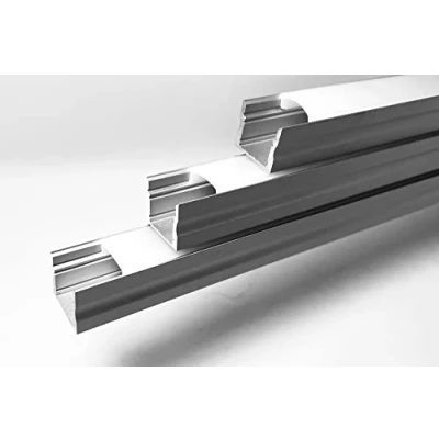 Imagen de Litner Perfil de aluminio para LED, canal on difusor opaco PACK 6 metros con soporte montaje U,tapas finales,barra disipador en tiras 2 mts,