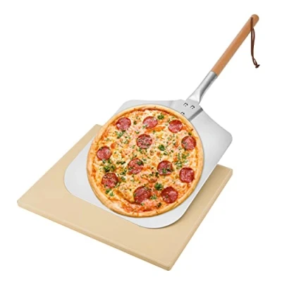 Imagen de Mimiuo Piedra para pizza y pala in alluminio kit Tartas, Pasteles, Pan, Calzones