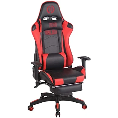 Imagen de CLP Silla Gaming Turbo En 3 Tapizados Disponibles I Gamer Giratoria &amp; Regulable Altura, Color:Negro/Rojo, Material de Base:Cuero Sintetico