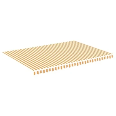 Imagen de vidaXL Tela de Repuesto para Toldo Parte Superior Dosel Lona Recambio Jardín Patio Terraza Balcón Parasol Refugio Impermeable Amarillo y Blanco 5x3,5m