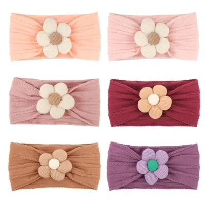Imagen de DRESHOW Paquete de 6 Diademas flores para niñas nylon elástico Accesorios el pelo hechos a mano recién nacidos Bebés Niños pequeños