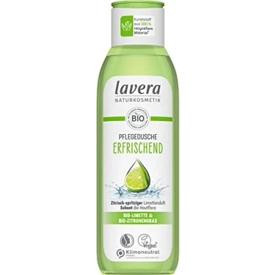 Imagen de lavera gel de ducha refrescante, lima orgánica y hierba limón orgánica, cosmética natural, vegana, ducha, pH neutro, limpia especialmente suavemente, 1 x 250 ml