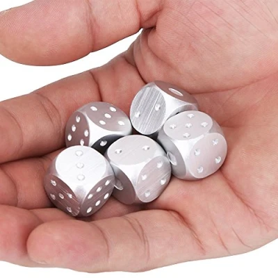 Imagen de Juego de Dados Metal Juegos poliédricos, Mesa aleación Aluminio 5pcs con Cuadro alenamiento Cuadrado/Rectangular