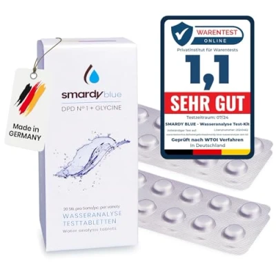 Imagen de smardy 40 Pastillas de Prueba Fotómetro 20x DPD1 y Glycine para Bromo, Dióxido Cloro