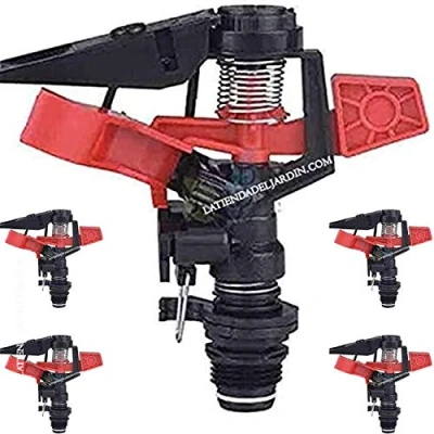 Imagen de Suinga 5 x ASPERSOR de riego agricola ANGULO AJUSTABLE. Alcance 8 13 m. Rosca macho 1/2&quot;. Caudal 654 a 1212 l/h. Diámetro cobertura 25 metros, negro