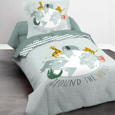 Imagen de Familando Juego de ropa cama para niños y niñas, 135 x 200 cm, 80 100 % algodón, con cremallera diseño animales (tierra, cm)