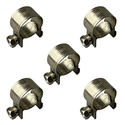 Imagen de Paquete de 5 abrazaderas acero inoxidable para manguera combustible Jubilee, plateadas (9 11 mm)