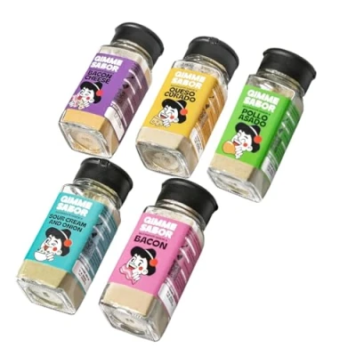Imagen de Gimme sabor Pack Sazonadores Básicos, Bacon, Queso Curado, Pollo Asado, Sour Cream and Onion y Bacon con Queso, sin alérgenos, gluten