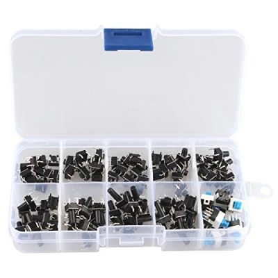Imagen de HALJIA 10 valores 100pcs táctil pulsador interruptor Micro momentáneo Tact Surtido Kit (100 piezas)