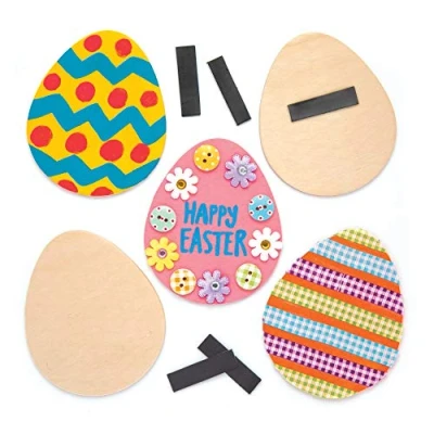 Imagen de Baker Ross Huevos de Pascua madera con imanes (Paquete 10) Manualidades para niños