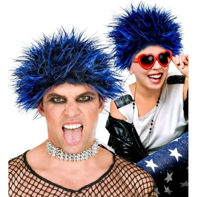 Imagen de Widmann 02128 Peluca Punker, Azul, Rocker, Pelo Sintético, Fiesta Temática, Carnaval