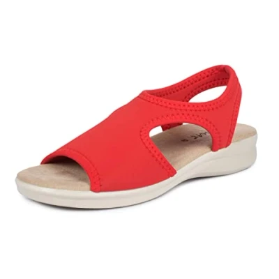 Imagen de Aerosoft Sandales stretch 05 pour femme, extra légères et élastiques (rojo, 39)