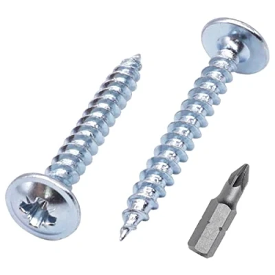 Imagen de SKIR&#039;CO (150 piezas) Acero chapado en zinc 4,0 x 30 mm tornillos de madera plateada, metal, cabeza oblea, Pozidriv, autorroscantes
