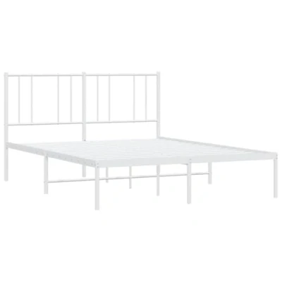 Imagen de vidaXL Estructura de Cama con cabecero Metal Blanca 160x200 cm, armazón Cama, Metal, Marco