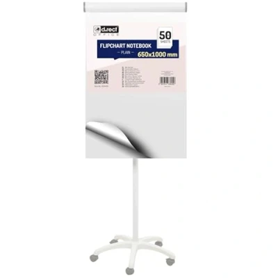 Imagen de D.RECT Bloc de Flipchart Blanco 650x1000 mm Papel para Rotafolios 80 g/m², 50 Hojas, 5 Orificios Ideal Oficina, Presentaciones y Hogar