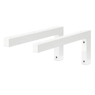 Imagen de ML Design Set 2x Soporte Angular L de Pared 300 x 150 mm Blanco Acero Diseño Flotante para Lavabo Estante Mesa Encimera Apoyo Mueble Baño Dormitorio Salón Ajustable Incluye Material Montaje