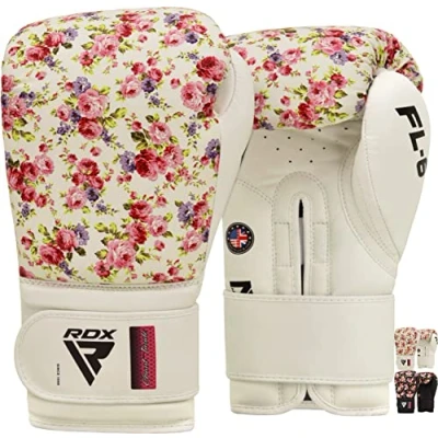 Imagen de RDX Mujeres Guantes de Boxeo Muay Thai Entrenamiento, Maya Hide Cuero, Boxing Gloves para Sparring Kickboxing Artes Marciales Saco Manoplas MMA Fight Training, 8 10 12oz