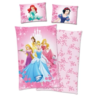 Imagen de Disney Princess Ariel Cenicienta Rapunzel Belle Aurora Ropa de cama 40 x 60 + 100 135 cm, 100% algodón con cremallera