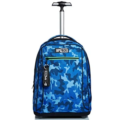 Imagen de Appack Mochila con Ruedas Big Trolley, YUZER, Deep Blue 2 en 1, Escolar Carro, Crossover System Bolso Niñas Adolescentes Bolsillo Frontal Cremallera