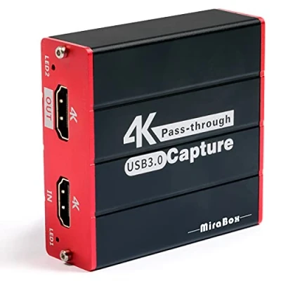 Imagen de Mirabox320 USB 3.0 Game Video HDMI Capture Card, 4K Pas Through, grabación 1080p y transmisión en Directo para PS4 PS5 Camera OBS, Twitch, Youtube, Windows Mac