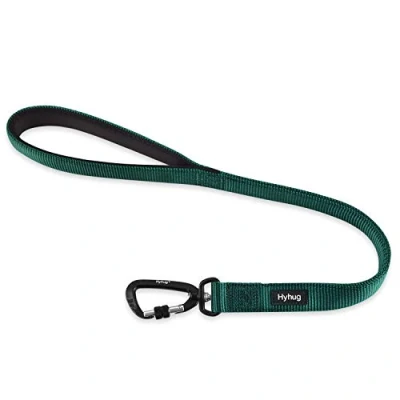 Imagen de Correa Corta Resistente de 61 cm Longitud con asa cómoda y Aluminio aviación Ligera para Perros Grandes medianos. (Verde Oscuro)