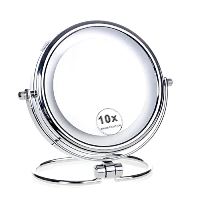 Imagen de HIMRY 18cm LED Espejo Cosmético de Pie 7X Aumentos, Iluminado 7 Pulgadas Mesa con Luz para Baño, Make Up, Afeita, Maquillaje. Doble Cara, Estándar + 1:7 Ampliación, KXD31377X