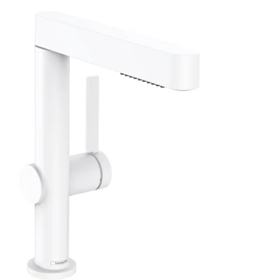 Imagen de hansgrohe Finoris Grifo monomando de lavabo 230 con caño extraíble, 2 tipos chorro y vaciador Push Open, blanco mate, 76063700