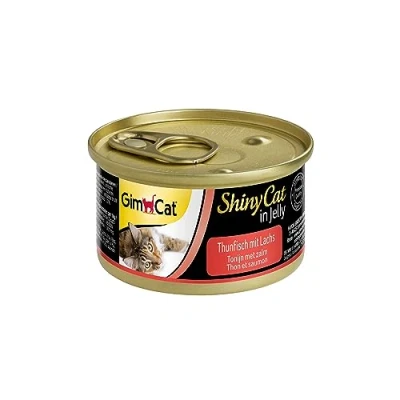 Imagen de GimCat ShinyCat in Jelly, atún con salmón Alimento húmedo para gatos, pescado y taurina 24 latas (24 x 70 g)