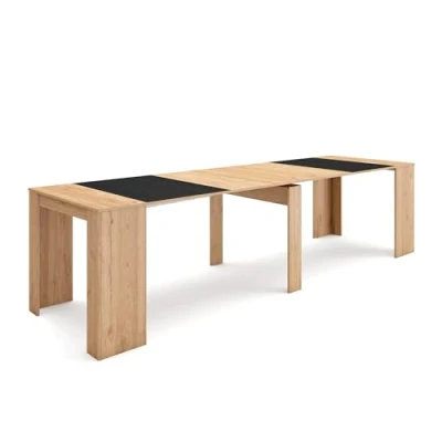 Imagen de Skraut Home Mesa Consola Extensible Comedor Plegable 300 para 14 comensales y Cocina Estilo Moderno Roble Negro
