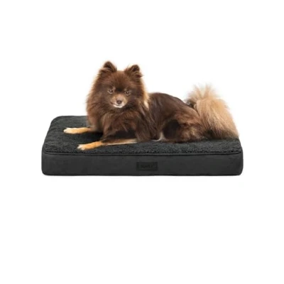 Imagen de lionto Cama ortopédica para perros, 60 x 40 8 cm, cojín resistente perros con suave felpa, funda extraíble y lavable, impermeable, adecuada pequeños grandes gatos, color negro