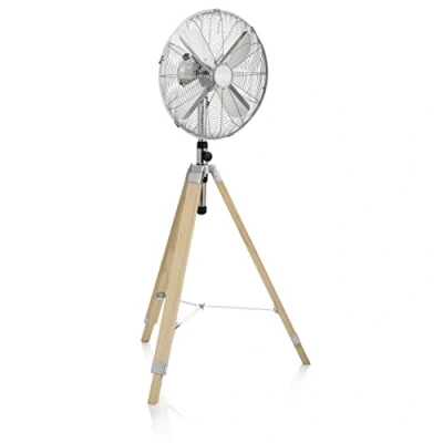 Imagen de Tristar VE 5804 Ventilador metálico de pie con trípode madera, 40 cm, 3 ajustes velocidad, oscilante, ángulo ajustable 10, motor cobre, elemento decorativo, altura 90 130 50 W