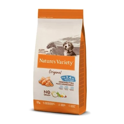 Imagen de Nature&#039;s Variety Original No Grain, Pienso para Perros Junior de todos los tamaños, sin cereales, con Salmón espinas, 12kg
