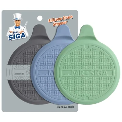 Imagen de MR.SIGA Tapón de Drenaje Silicona para Ducha, bañera, Lavabo, Fregadero, colador con Ventosa, Paquete 3