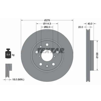 Imagen de TEXTAR PRO 92204703 Disco de freno 276 20 05/10 114,3 ventilación externa revestido sin perno sujeción rueda, buje rueda SUZUKI: SWIFT 3