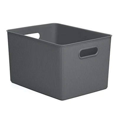 Imagen de Tatay Caja Organizadora Rectangular Baobab, 22L de Capacidad, Polipropileno, Libre BPA, Color Gris Antracita, Medidas 29,4 x 38,5 23 cm